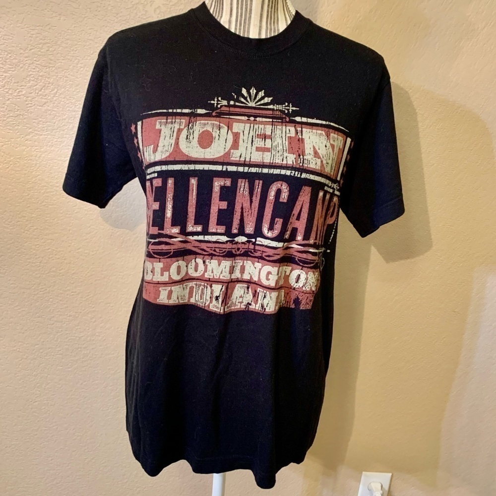 Vintage John Mellencamp Concert Tee Small Black Graphic Print Bloomington IN